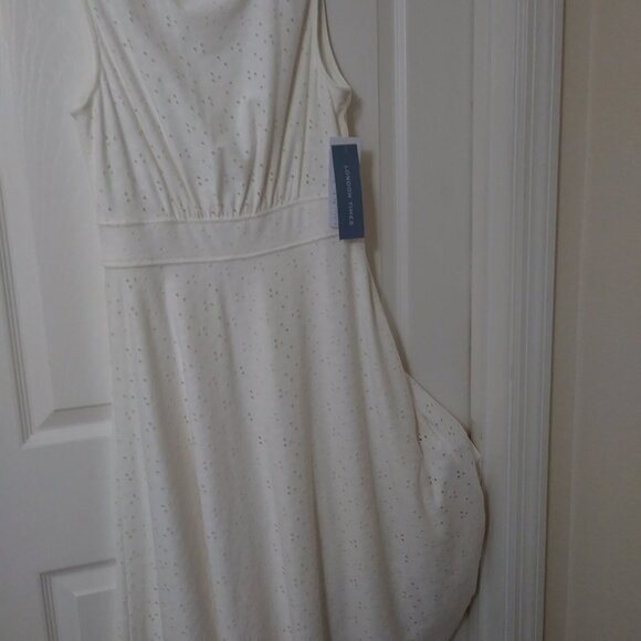 London Times Women's Inset Waist Midi Fit and Flare Dress - Picture 10 of 13